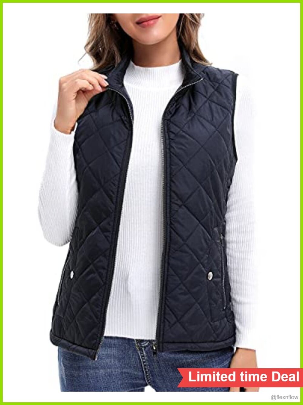 Quilted Lightweight Padded Vest with Zip Pockets Sleeveless Gilet